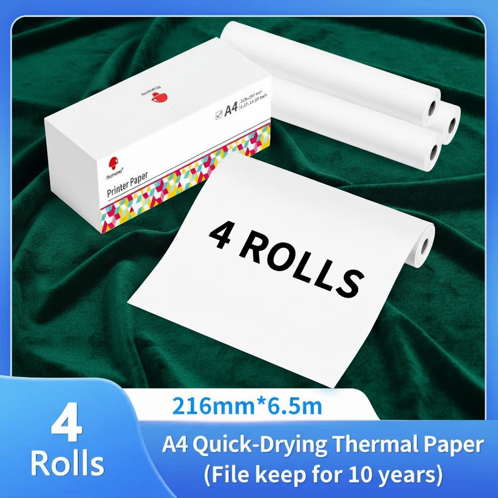 Papel Térmico para Impresoras Portátiles Phomemo M832 y M08F (Rollos y Carta A4)