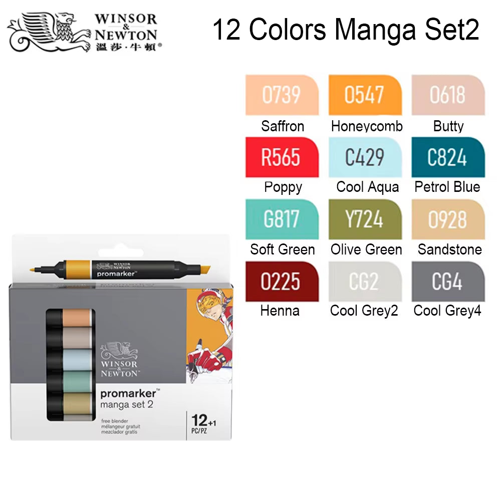 Promarkers Profesionales Winsor & Newton | Marcadores de Arte y Diseño de Doble Punta (Sets de 6 y 12)