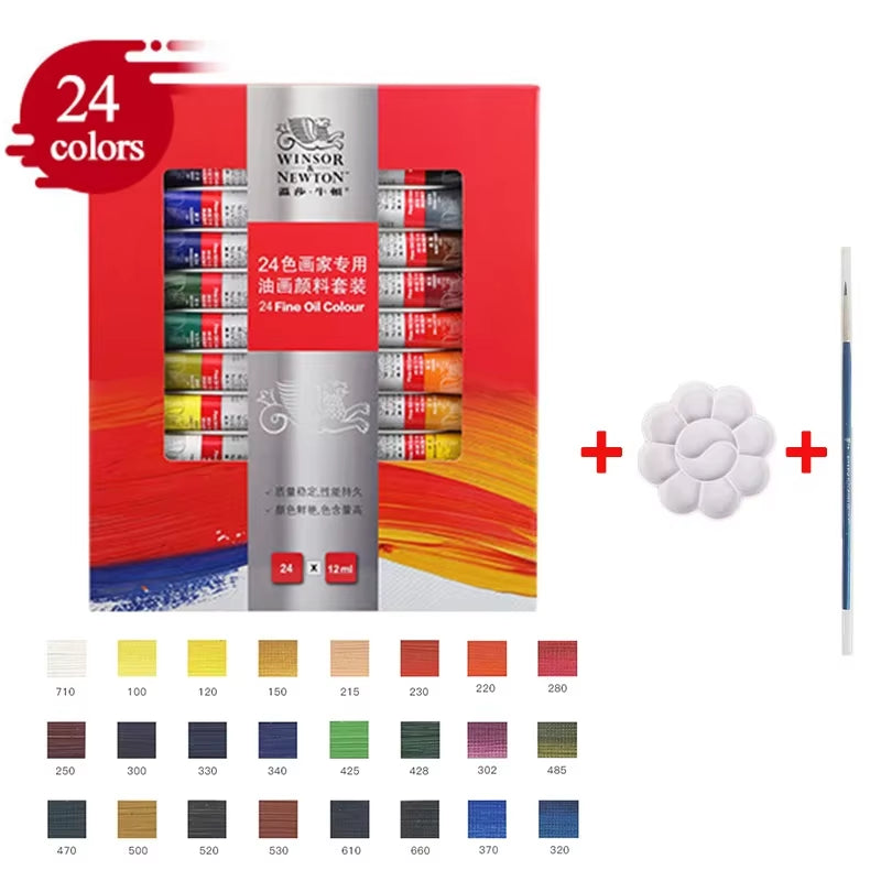 Winsor & Newton – Set de Pinturas al Óleo Profesionales (Sets de 12/18/24 Colores, Tubos de 12 ml)