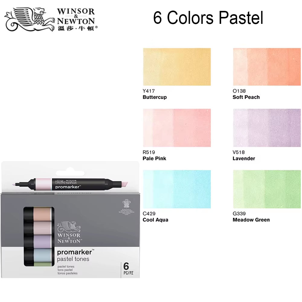 Promarkers Profesionales Winsor & Newton | Marcadores de Arte y Diseño de Doble Punta (Sets de 6 y 12)