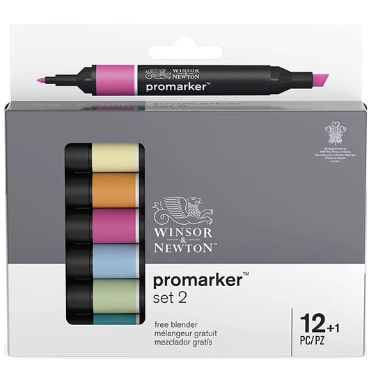Promarkers Profesionales Winsor & Newton | Marcadores de Arte y Diseño de Doble Punta (Sets de 6 y 12)