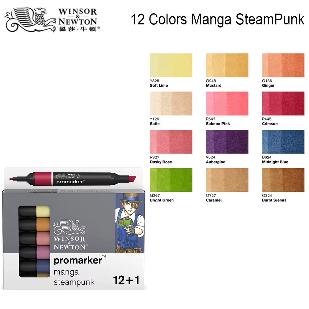 Promarkers Profesionales Winsor & Newton | Marcadores de Arte y Diseño de Doble Punta (Sets de 6 y 12)