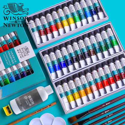 WINSOR&NEWTON 12/18/24 Colors Professional Acrylic Paints Set 10Ml Hand Painted Wall Painting Textile Paint Brightly Colored