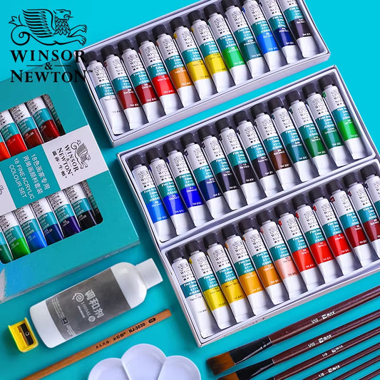 WINSOR&NEWTON 12/18/24 Colors Professional Acrylic Paints Set 10Ml Hand Painted Wall Painting Textile Paint Brightly Colored