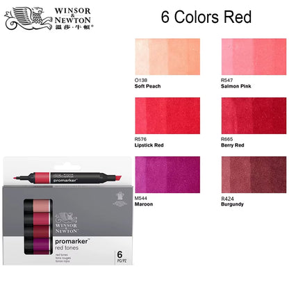 Promarkers Profesionales Winsor & Newton | Marcadores de Arte y Diseño de Doble Punta (Sets de 6 y 12)