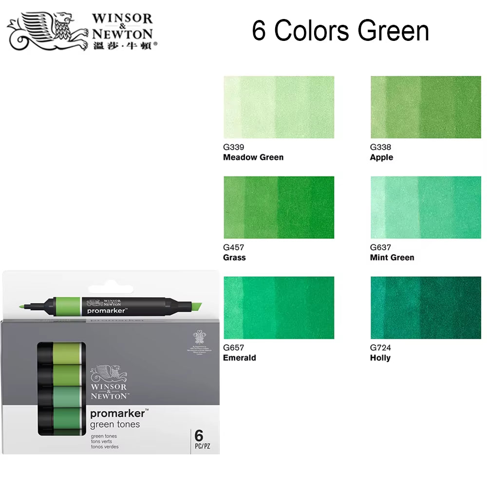 Promarkers Profesionales Winsor & Newton | Marcadores de Arte y Diseño de Doble Punta (Sets de 6 y 12)