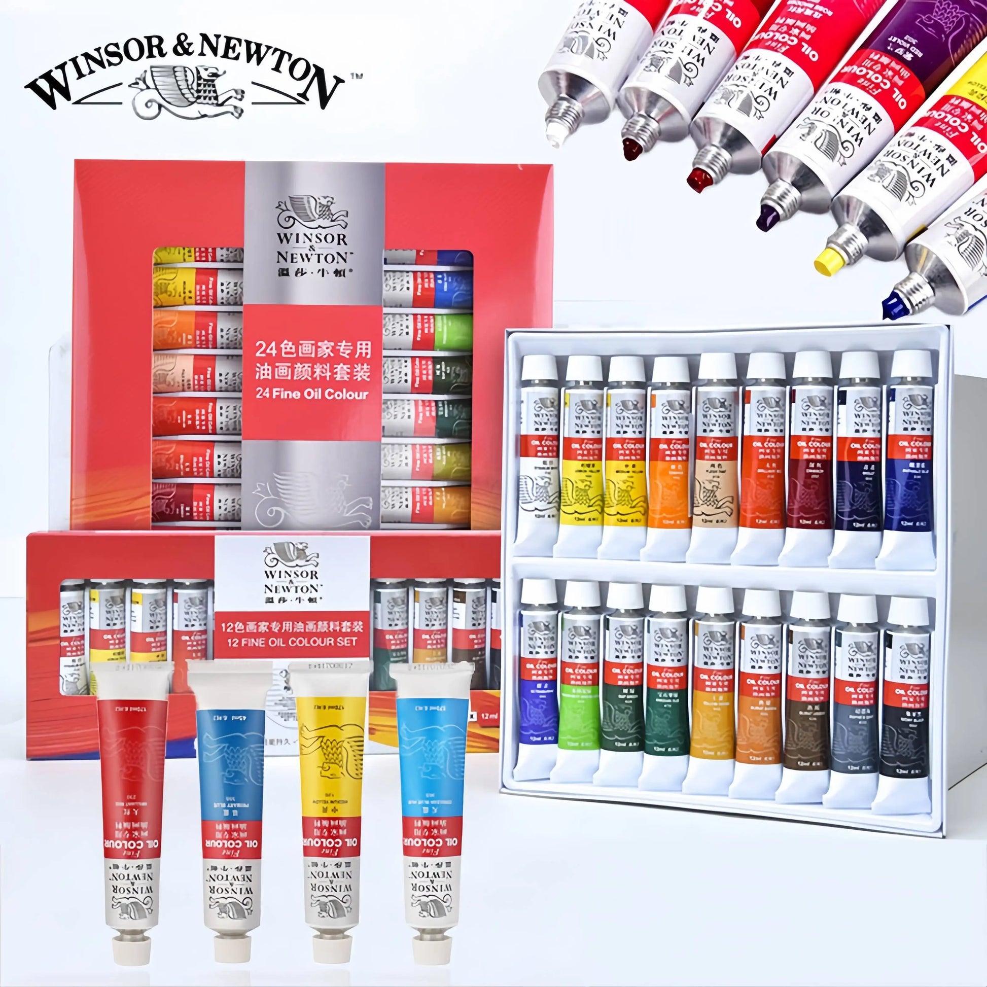 Winsor & Newton – Set de Pinturas al Óleo Profesionales (Sets de 12/18/24 Colores, Tubos de 12 ml)