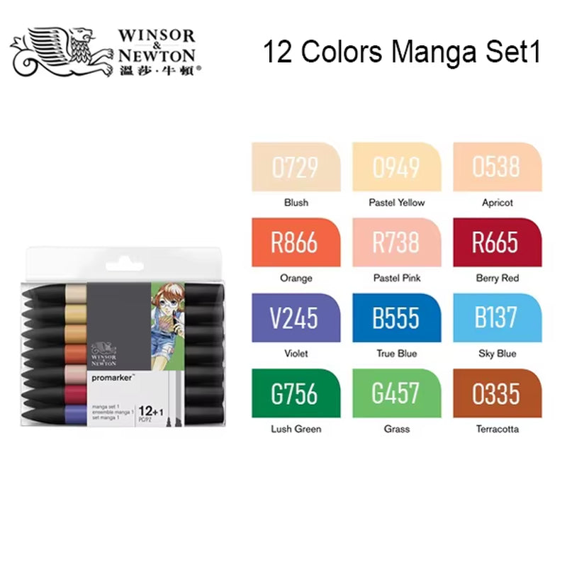 Promarkers Profesionales Winsor & Newton | Marcadores de Arte y Diseño de Doble Punta (Sets de 6 y 12)