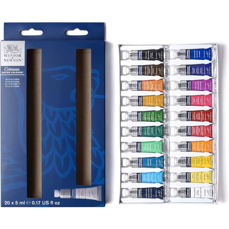 Winsor & Newton Cotman Watercolor Paint Set 10/20 Colors,5Ml (0.17-Oz) Tubes High Transparency Provide Outstanding Lightfastness