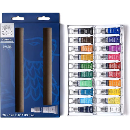 Winsor & Newton Cotman Watercolor Paint Set 10/20 Colors,5Ml (0.17-Oz) Tubes High Transparency Provide Outstanding Lightfastness